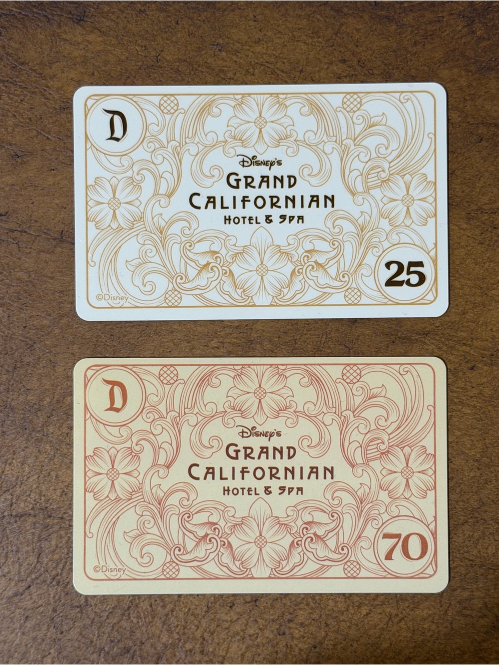 New Disney's Grand Californian Hotel & Spa 25th and 70th Anniversary Key Cards